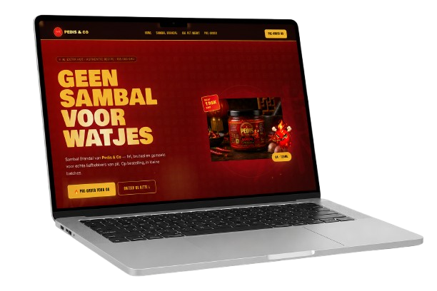 Voorbeeld van een website die Locallaunch bouwt, getoond op een laptop
