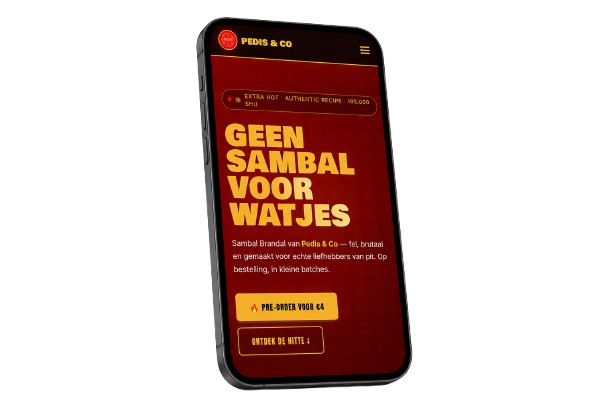 Dezelfde website op een telefoon